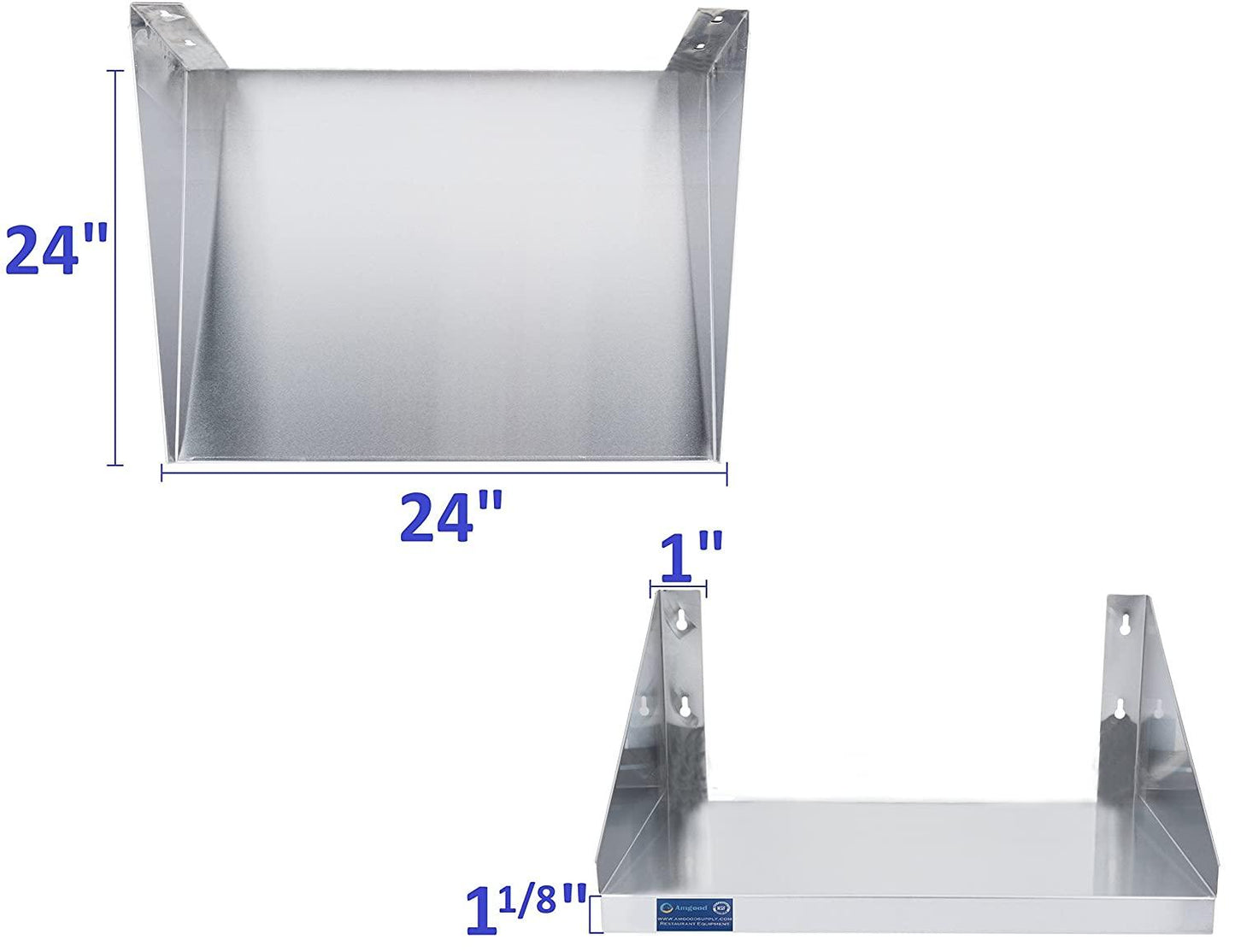 24" Length x 24" Width | Steel Microwave Shelf | Metal Appliance Shelving | Heavy Duty | Commercial Grade | Wall Mount | NSF Certified | Silver