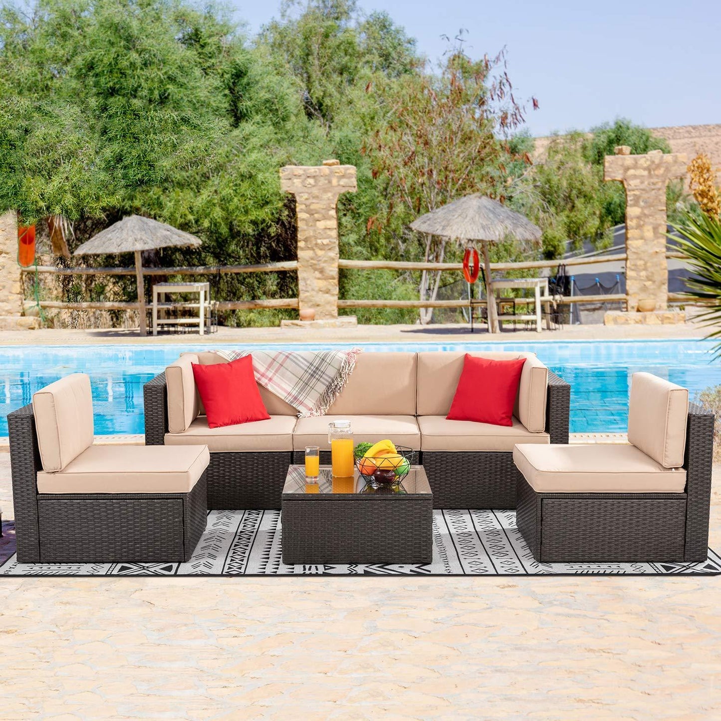 Brown 6 Piece Small Patio Set