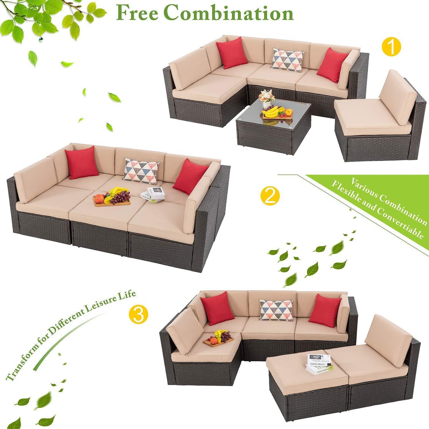 Brown 6 Piece Small Patio Set