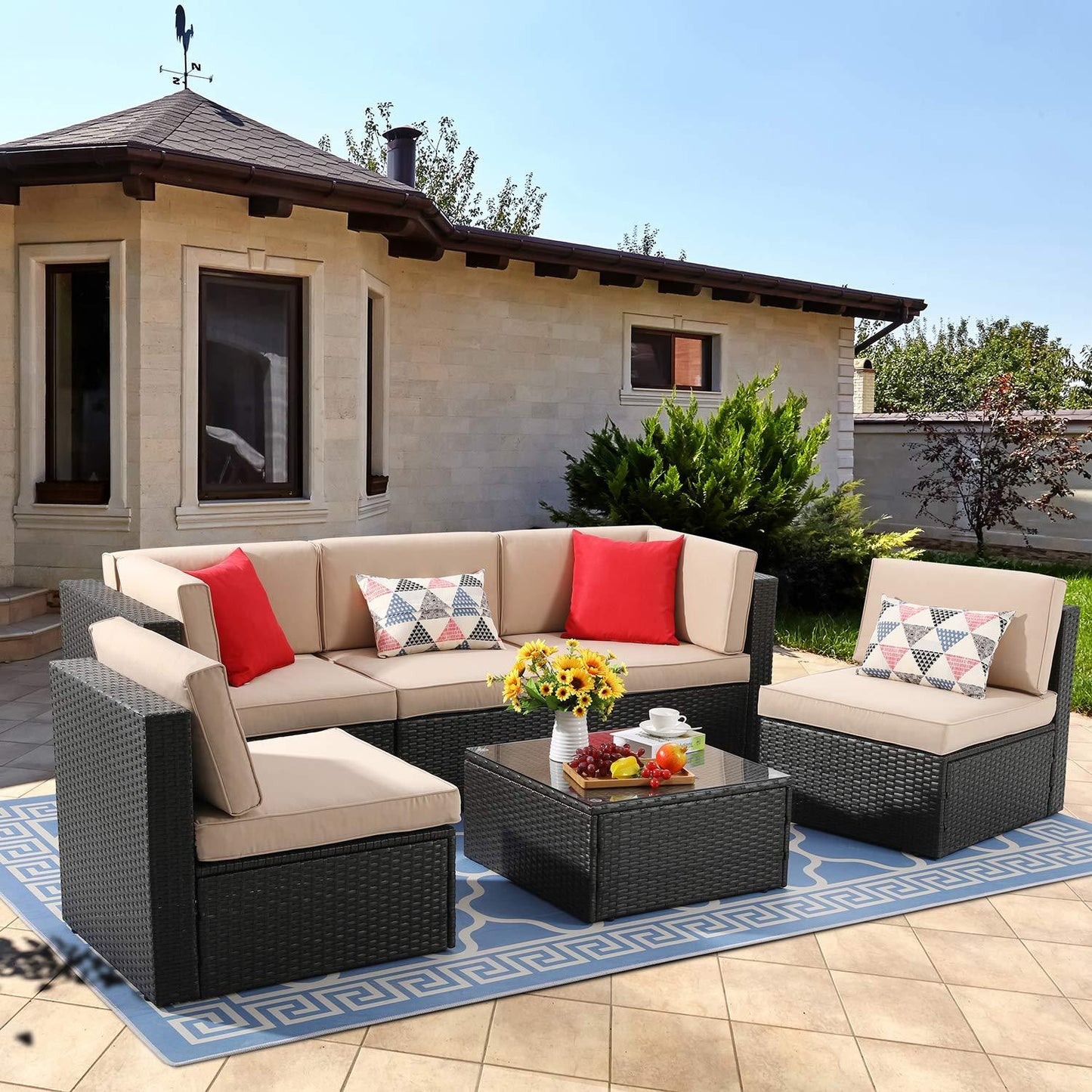 Brown 6 Piece Small Patio Set