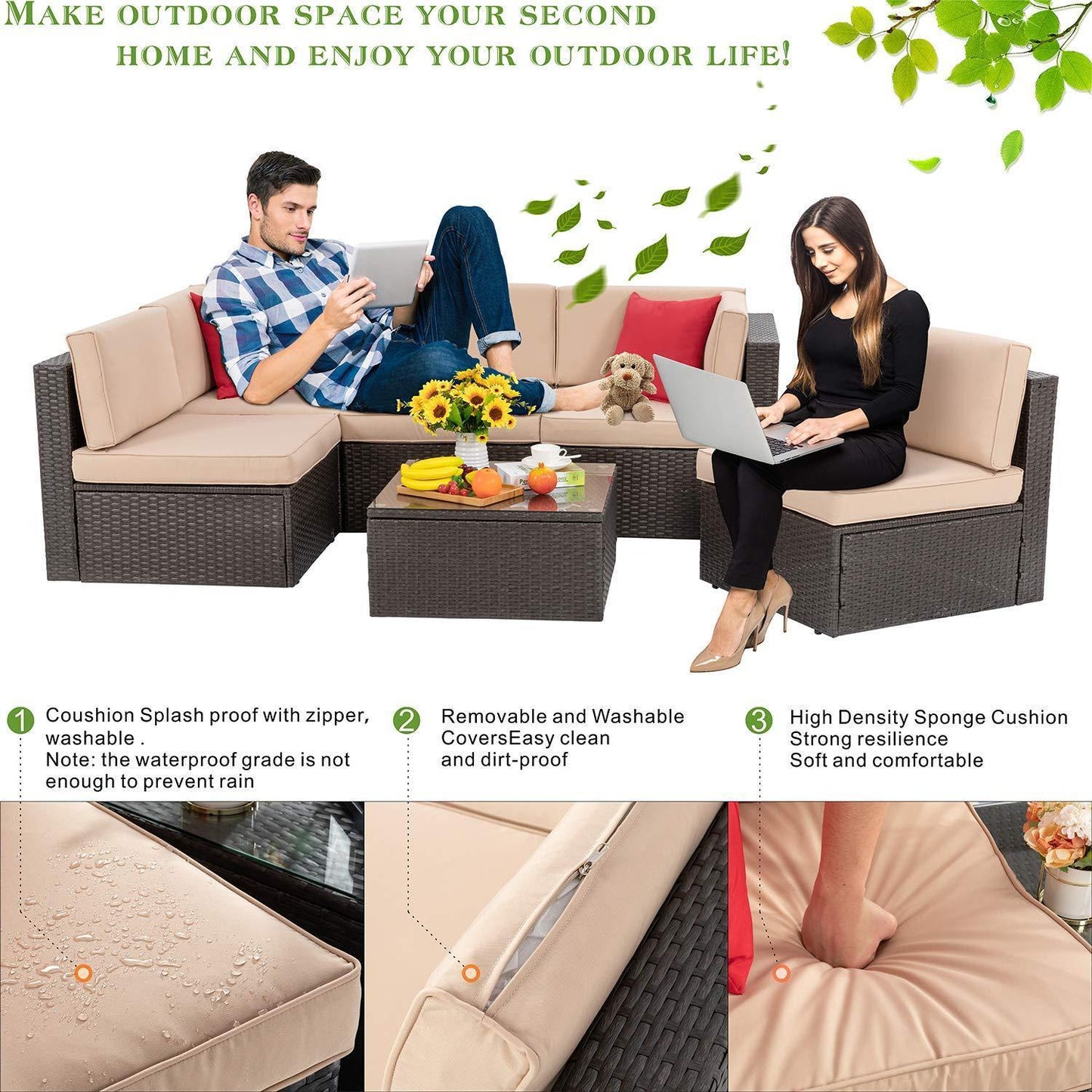 Brown 6 Piece Small Patio Set