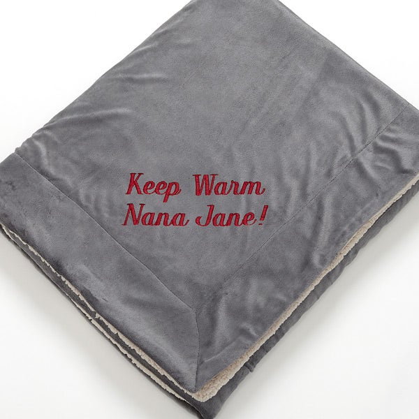 you name it! embroidered sherpa blanket