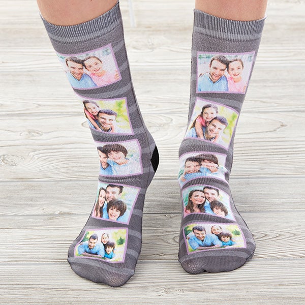 striped photo collage personalized kids socks