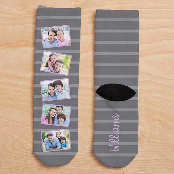 striped photo collage personalized kids socks