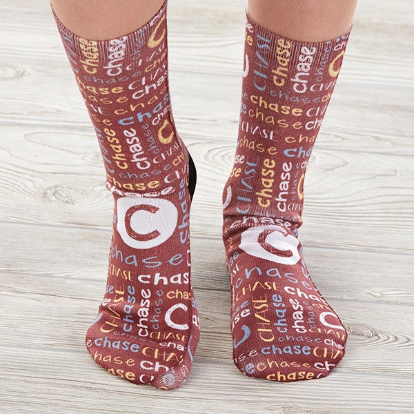 youthful name for him personalized kids socks