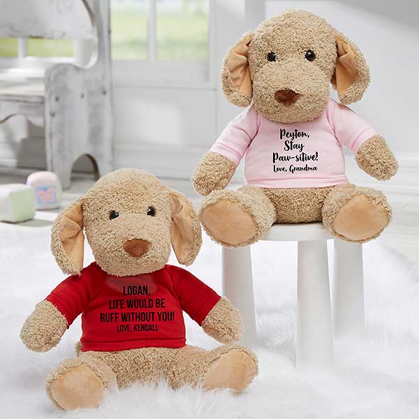 write your own personalized plush dog stuffed animal