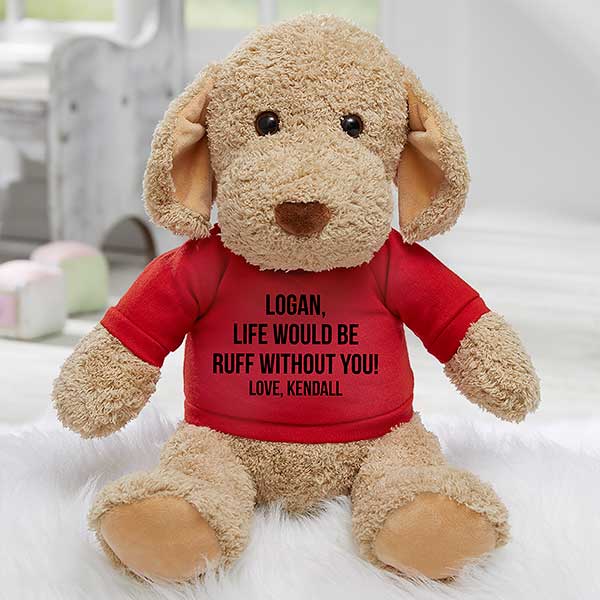 write your own personalized plush dog stuffed animal