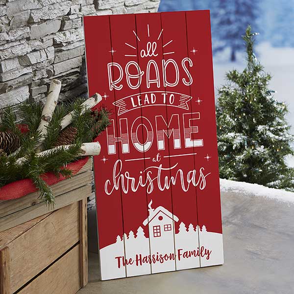all roads lead home personalized standing wood sign