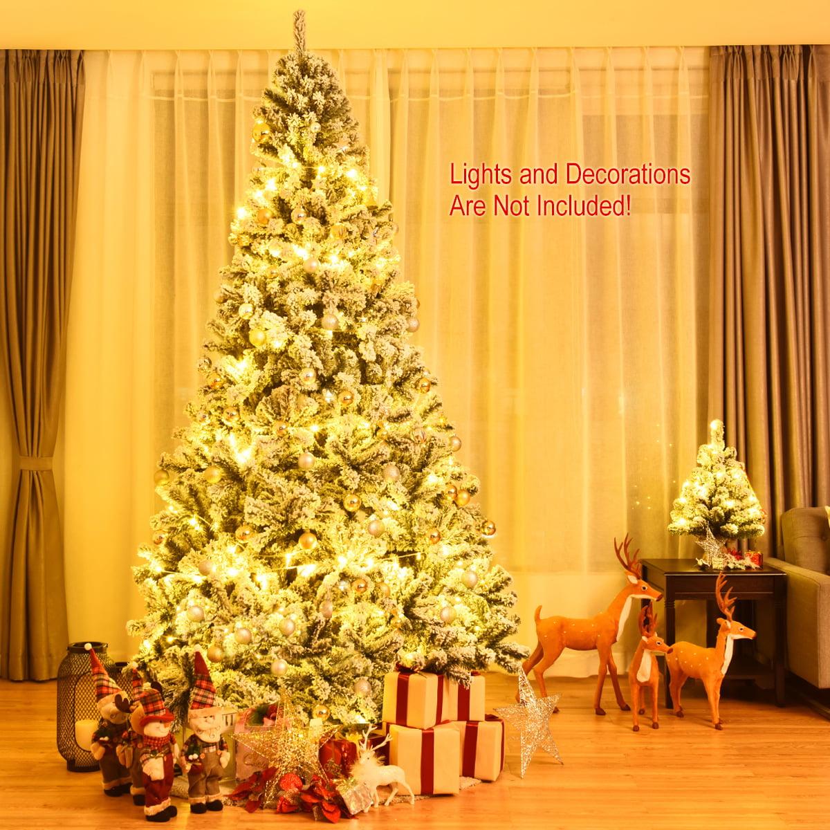 9ft Snow Flocked Hinged Artificial Christmas Tree Unlit Metal