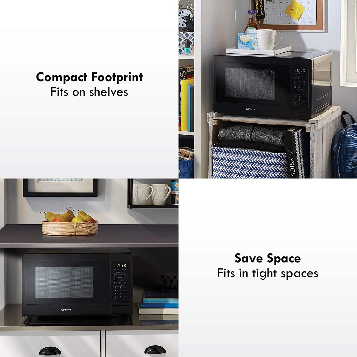 70929 0.9 cu. ft Small Compact 900 Watts 10 Power Settings, 12 Heating Presets, Removable Turntable, ADA Compliant Countertop Microwave, Black