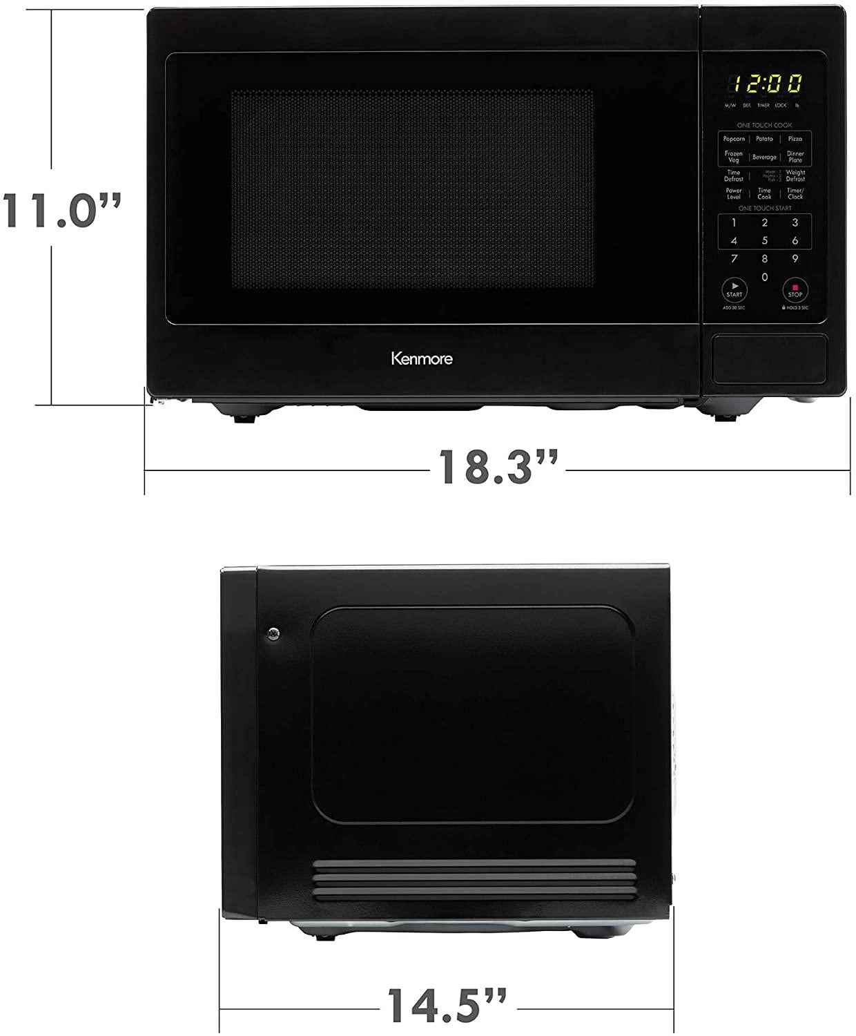 70929 0.9 cu. ft Small Compact 900 Watts 10 Power Settings, 12 Heating Presets, Removable Turntable, ADA Compliant Countertop Microwave, Black