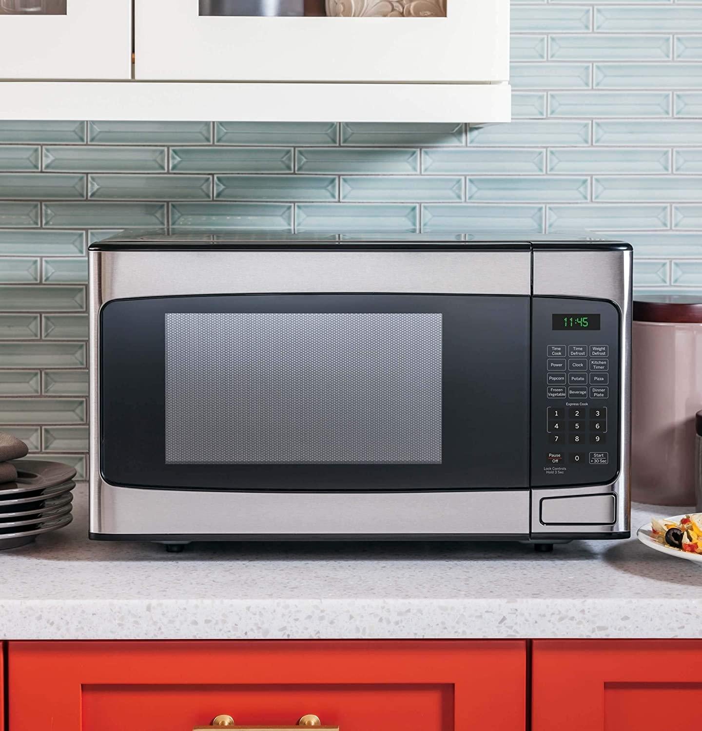 1.1 Cu Ft Countertop Steel Microwave Oven JES1145SHSS (Renewed)