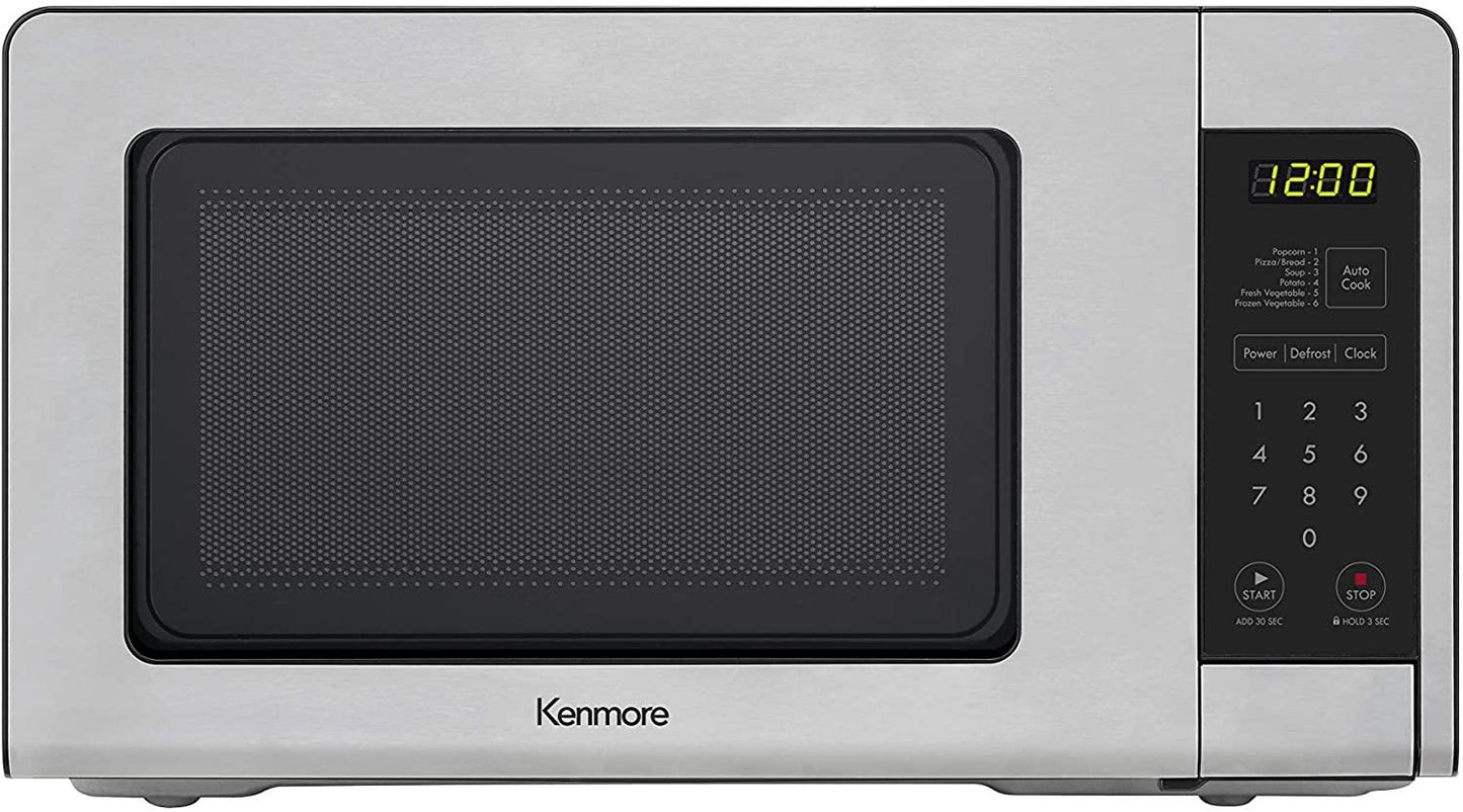 70723 0.7 cu. ft Compact 700 Watts 10 Power Settings, 6 Heating Presets, Removable Turntable, ADA Compliant Small Countertop Microwave, Steel