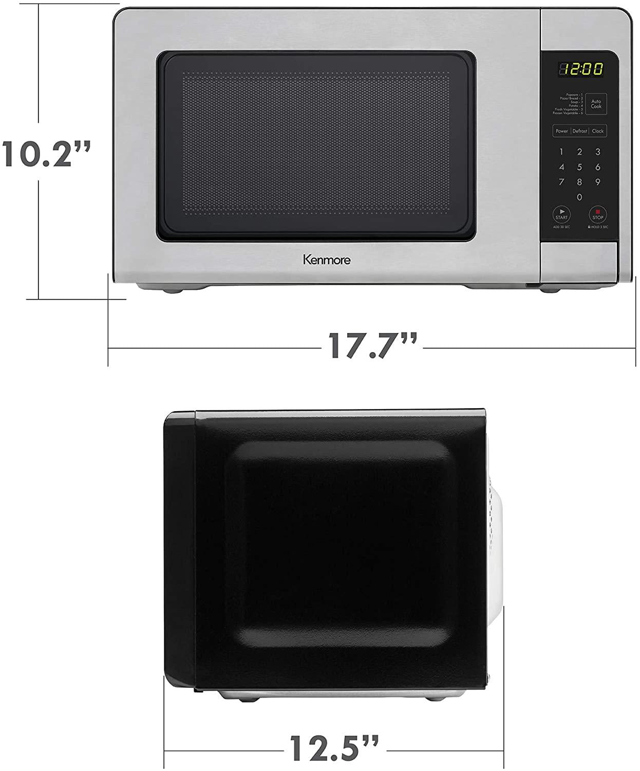 70723 0.7 cu. ft Compact 700 Watts 10 Power Settings, 6 Heating Presets, Removable Turntable, ADA Compliant Small Countertop Microwave, Steel