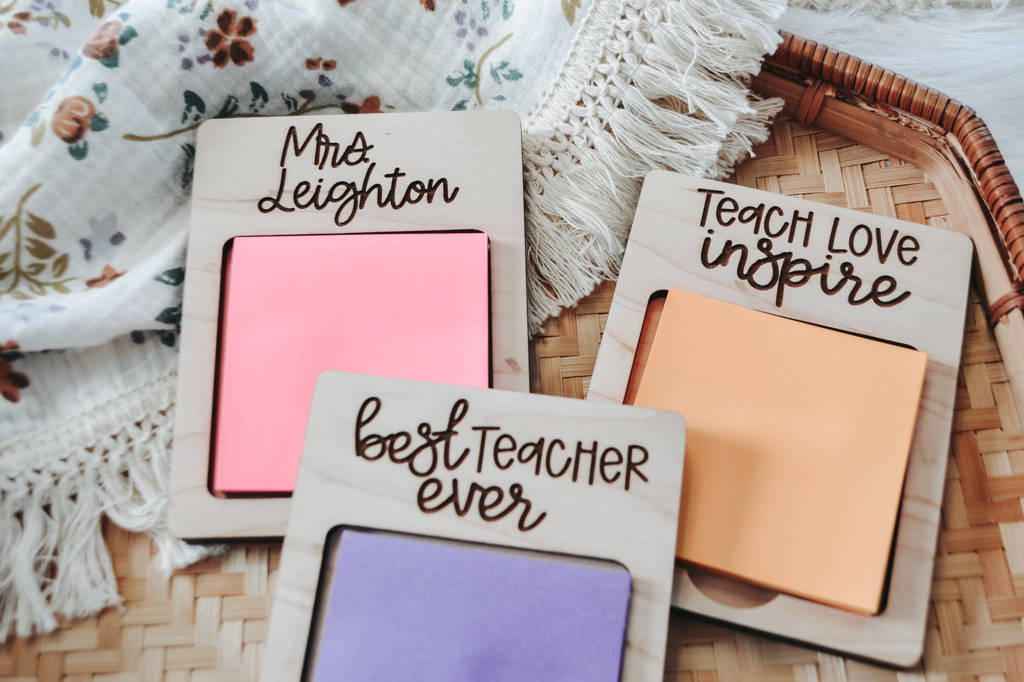 Engraved Post it Note Holder, Sticky Note Holder for Teacher Appreciation Gift