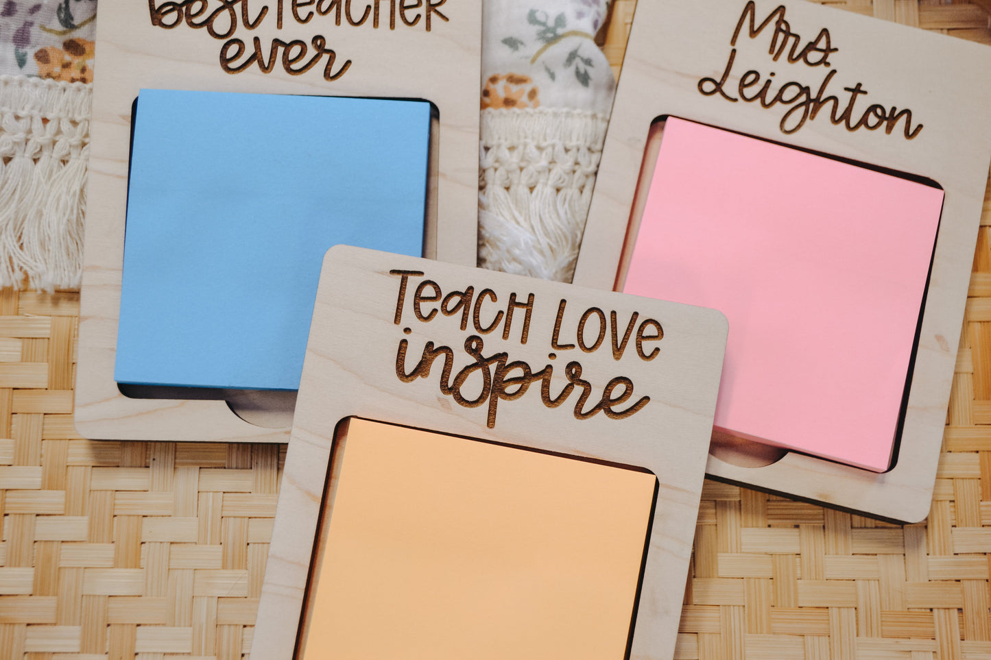 Engraved Post it Note Holder, Sticky Note Holder for Teacher Appreciation Gift