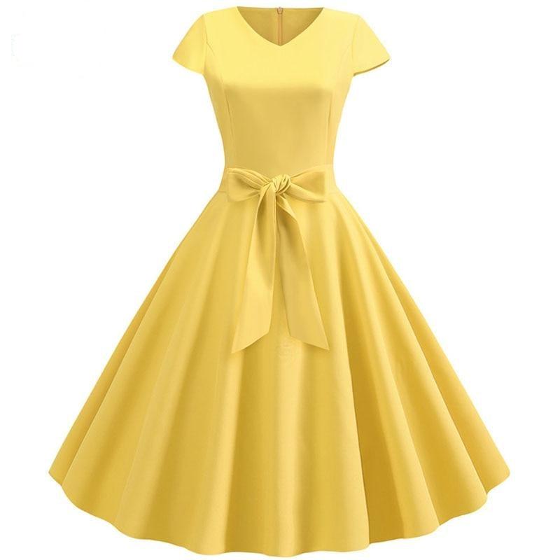 Yellow Solid Color Summer Dress
