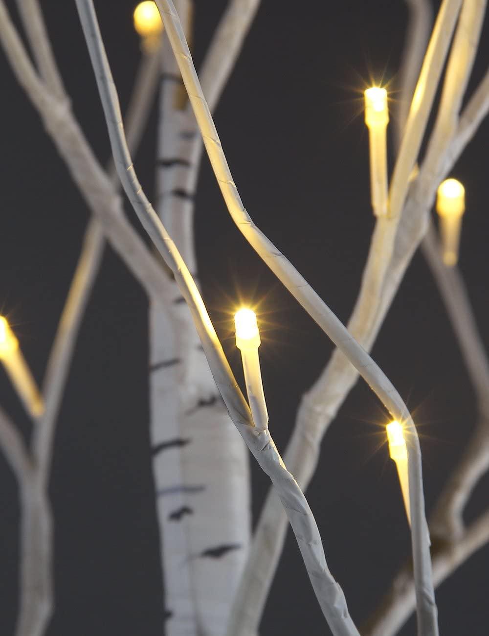 4/5/6 Feet Pre-Lit Christmas Tree with Lights, SEGMART 3 Piece LED Birch Christmas Tree, Lighted Tree and Branches Christmas Ornament for Festival, Wedding, Party, Indoor Outdoor Home Decoration, L377