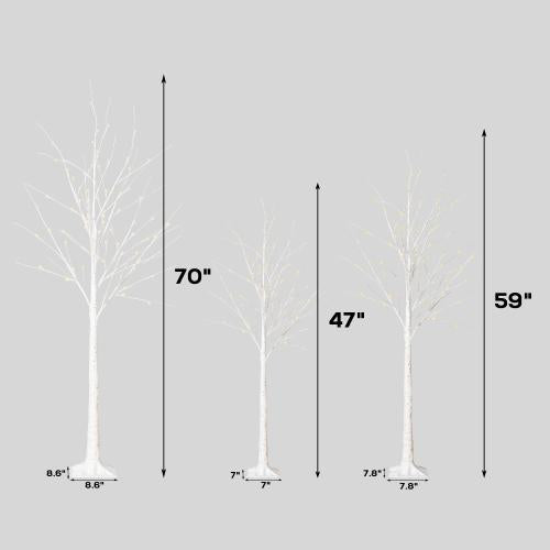 4/5/6 Feet Pre-Lit Christmas Tree with Lights, SEGMART 3 Piece LED Birch Christmas Tree, Lighted Tree and Branches Christmas Ornament for Festival, Wedding, Party, Indoor Outdoor Home Decoration, L377
