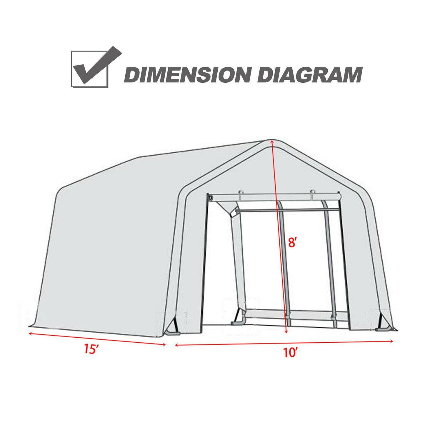 10'x10'x8'/10'x15'x8'FT Storage Shed Tent Shelter Car Garage Steel Frame Carport