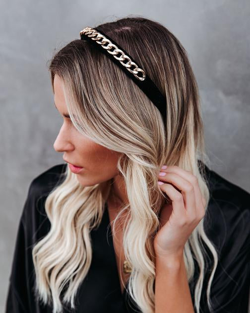 Yvette Gold Chain Velvet Headband