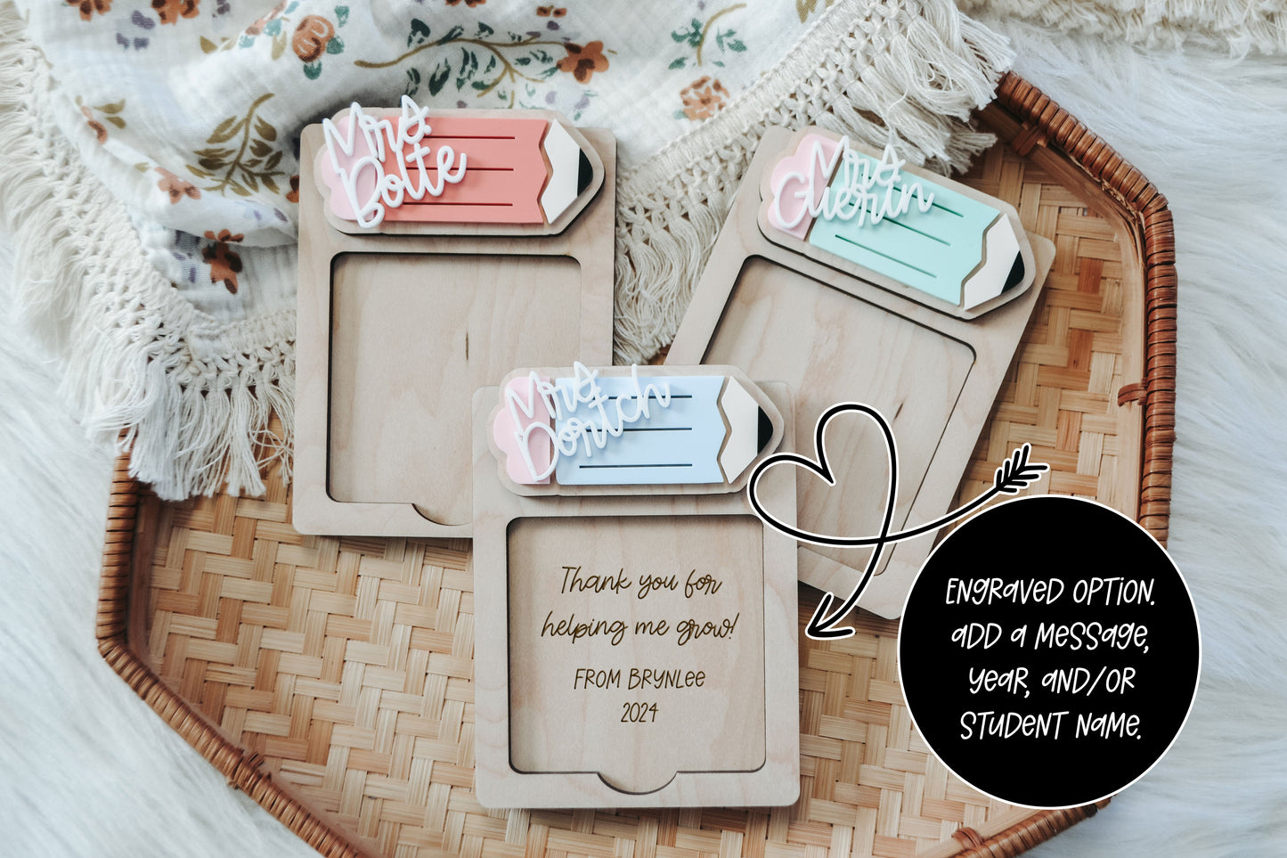Personalized Post it Note Holder for Teacher Appreciation Gift
