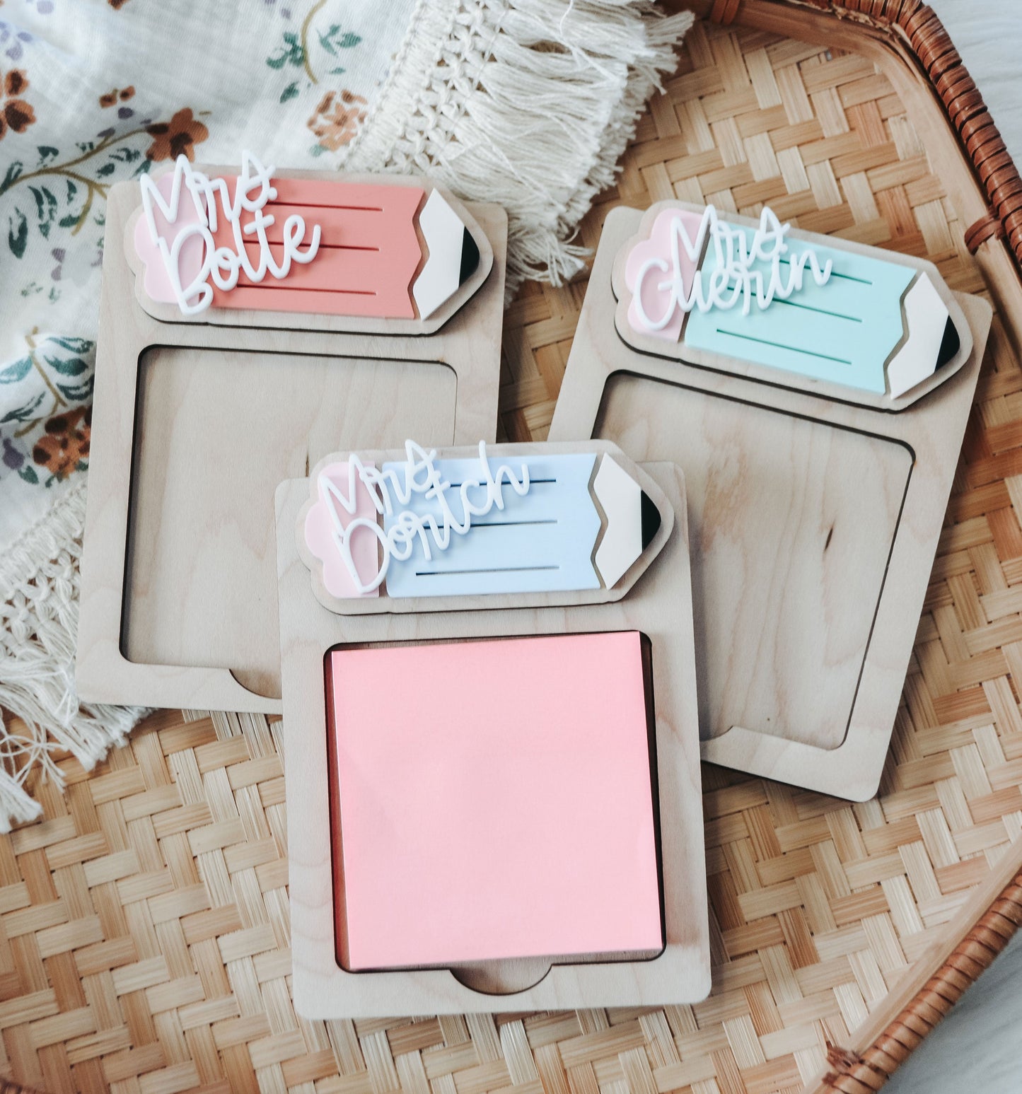 Personalized Post it Note Holder for Teacher Appreciation Gift