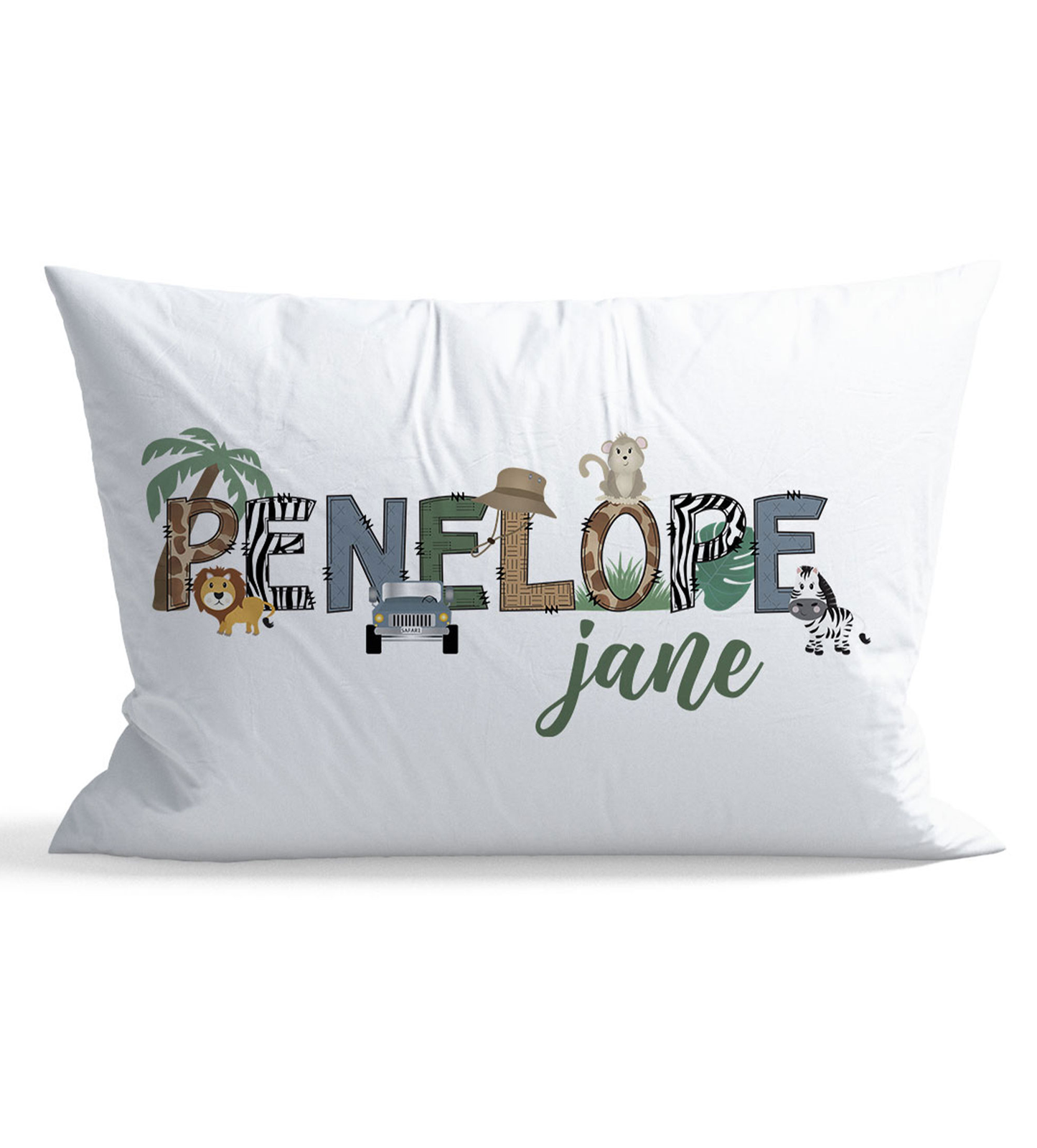 Safari Personalized Kid Pillow Case