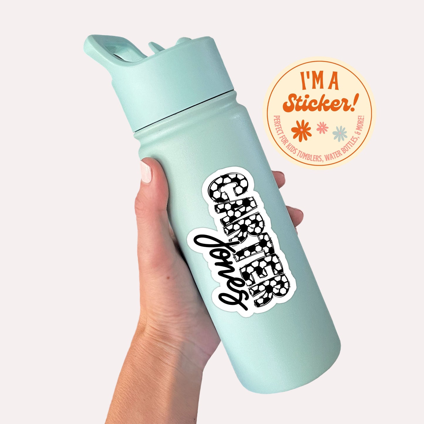 Custom Name Decal, Sports Name Stickers for Kids, Vinyl Name Decal, Name Sticker for Tumbler Soccer, Custom Name Labels, Water Bottle Label