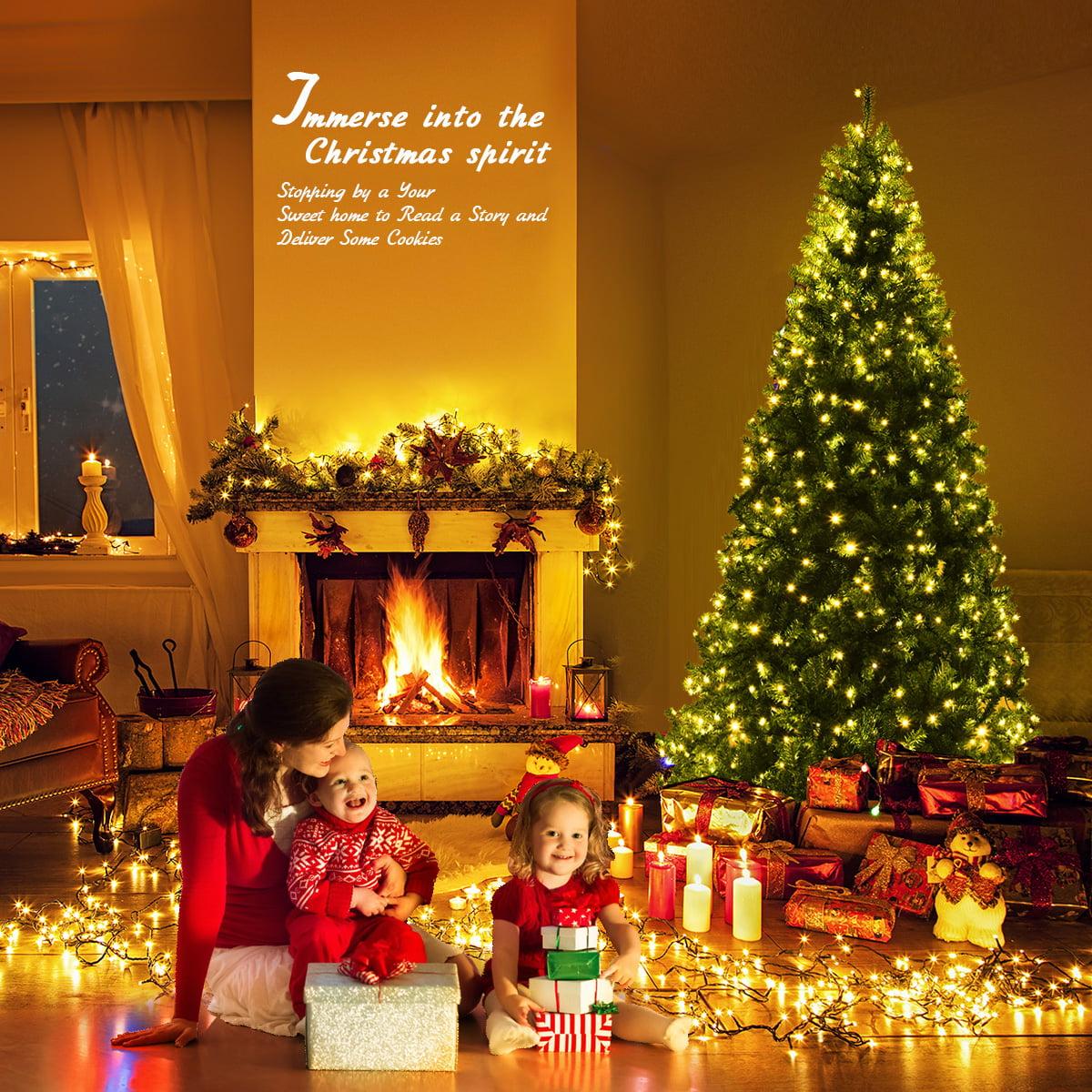 7Ft Pre-Lit Artificial Christmas Tree Hinged 500 LED Lights