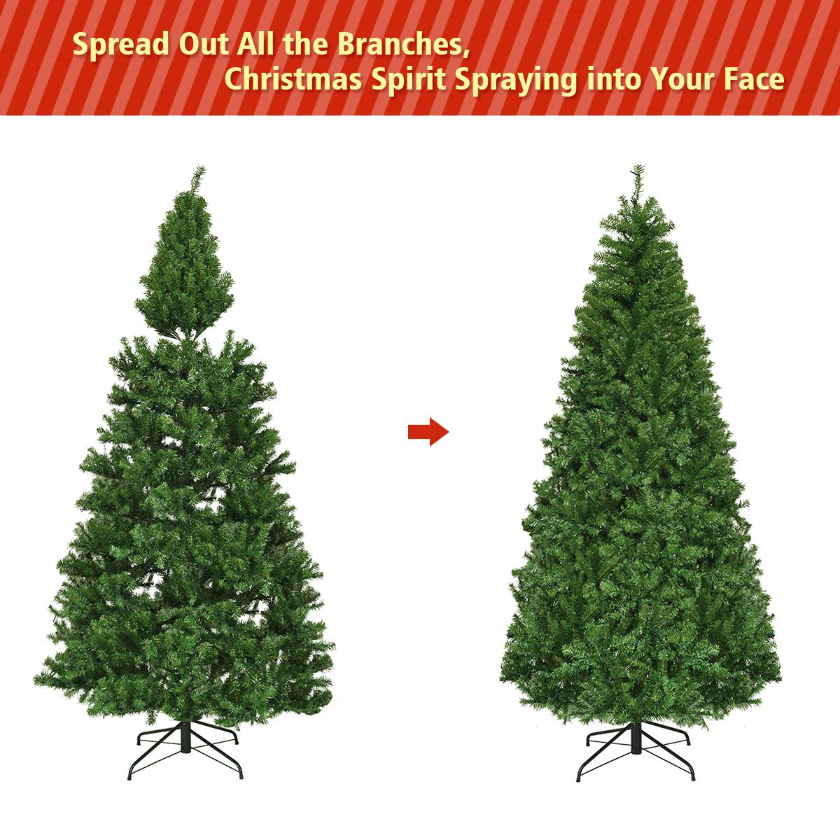 7Ft Pre-Lit Artificial Christmas Tree Hinged 500 LED Lights
