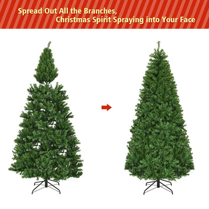 7Ft Pre-Lit Artificial Christmas Tree Hinged 500 LED Lights