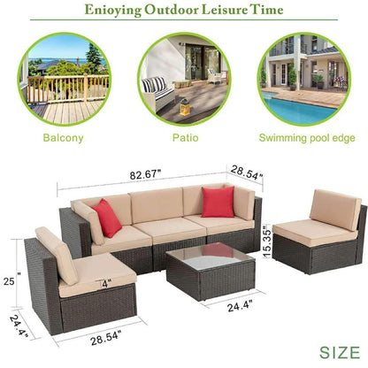 Brown 6 Piece Small Patio Set