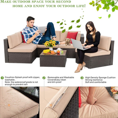 Brown 6 Piece Small Patio Set