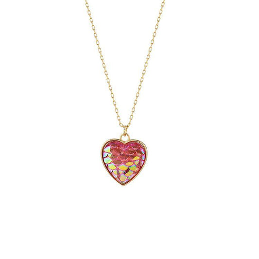 anniversary red scale heart 925 sterling silver necklace