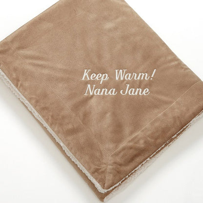 you name it! embroidered sherpa blanket