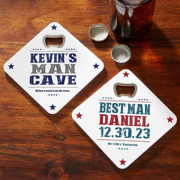 write your own personalized beer bottle opener coaster