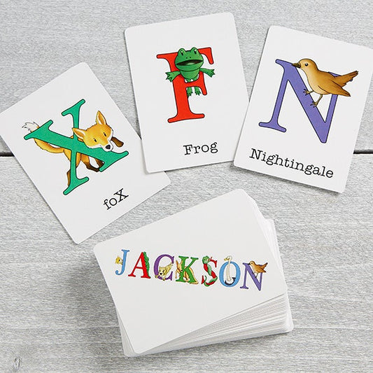 alphabet animals personalized flash cards