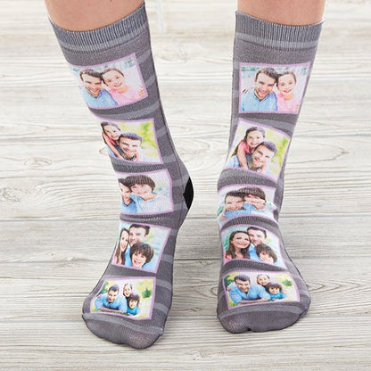striped photo collage personalized kids socks