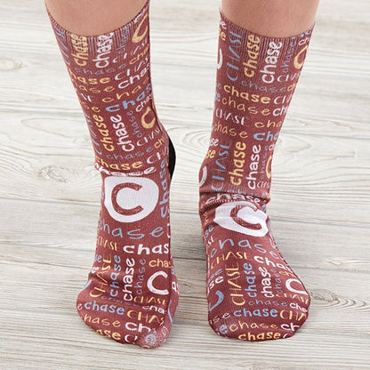 youthful name for him personalized kids socks