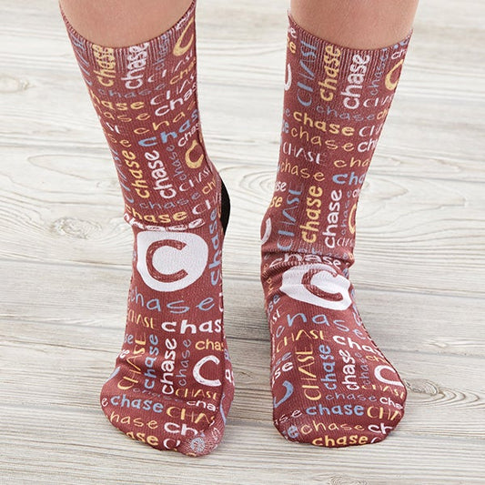 youthful name for him personalized kids socks
