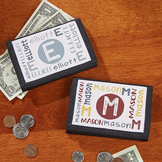 youthful name for him personalized kids' wallet