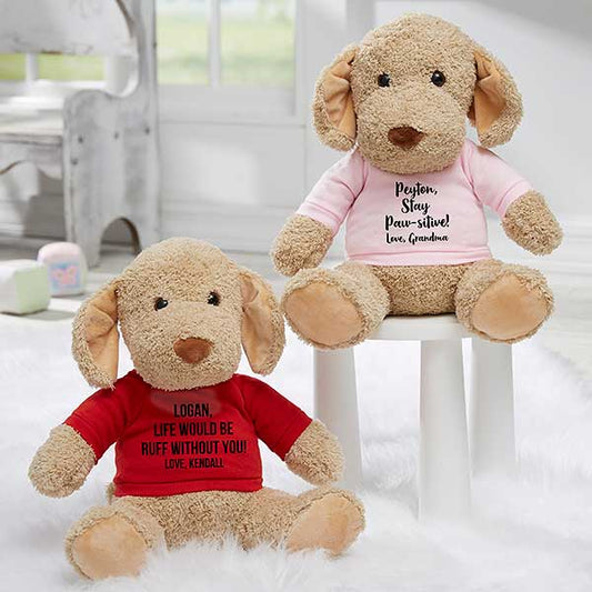 write your own personalized plush dog stuffed animal