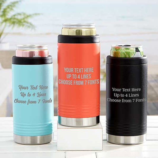 any message personalized stainless insulated slim can holder