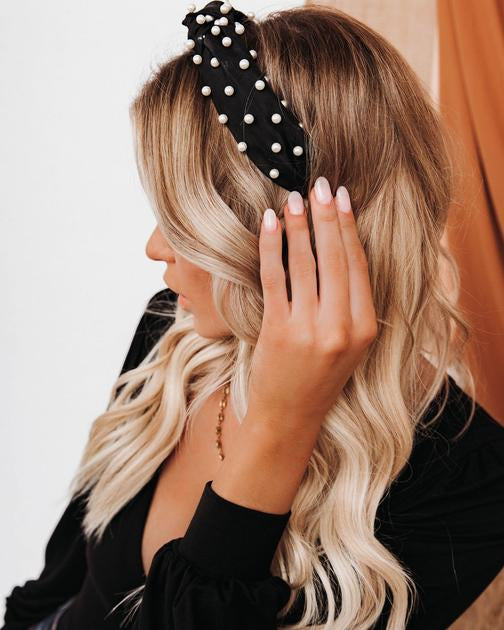 Ace Pearl Twist Headband - Black
