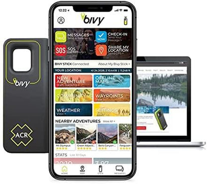ACR Bivy Hiker Packa- Two-Way Global Satellite Communicator Device - SOS, SMS, Tracking, Weather Report, and Share Location - Tough Case & Solar Charger Included