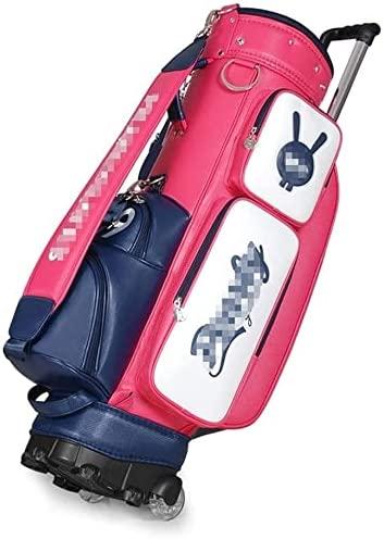 XUERUIGANG Golf Bag Leather Golf Bag for Women Waterproof and Durable Golf Cart Bag with Wheels Lightweight Golf Clubs Bag for Kids Training Sunday Bag (Color : Pink)