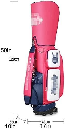 XUERUIGANG Golf Bag Leather Golf Bag for Women Waterproof and Durable Golf Cart Bag with Wheels Lightweight Golf Clubs Bag for Kids Training Sunday Bag (Color : Pink)