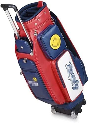 XUERUIGANG Golf Bag Leather Golf Bag for Women Waterproof and Durable Golf Cart Bag with Wheels Lightweight Golf Clubs Bag for Kids Training Sunday Bag (Color : Pink)