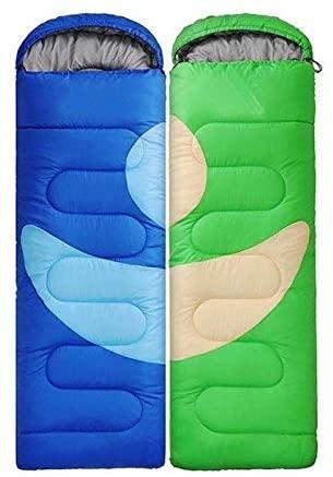 XTYZIL Sleeping Bag ZQ Adult Outdoor Camping Sleeping Bag with Hood Camping Office Lunch Break Home Sleeping Bag Supplies, Colour:Double Blue Green